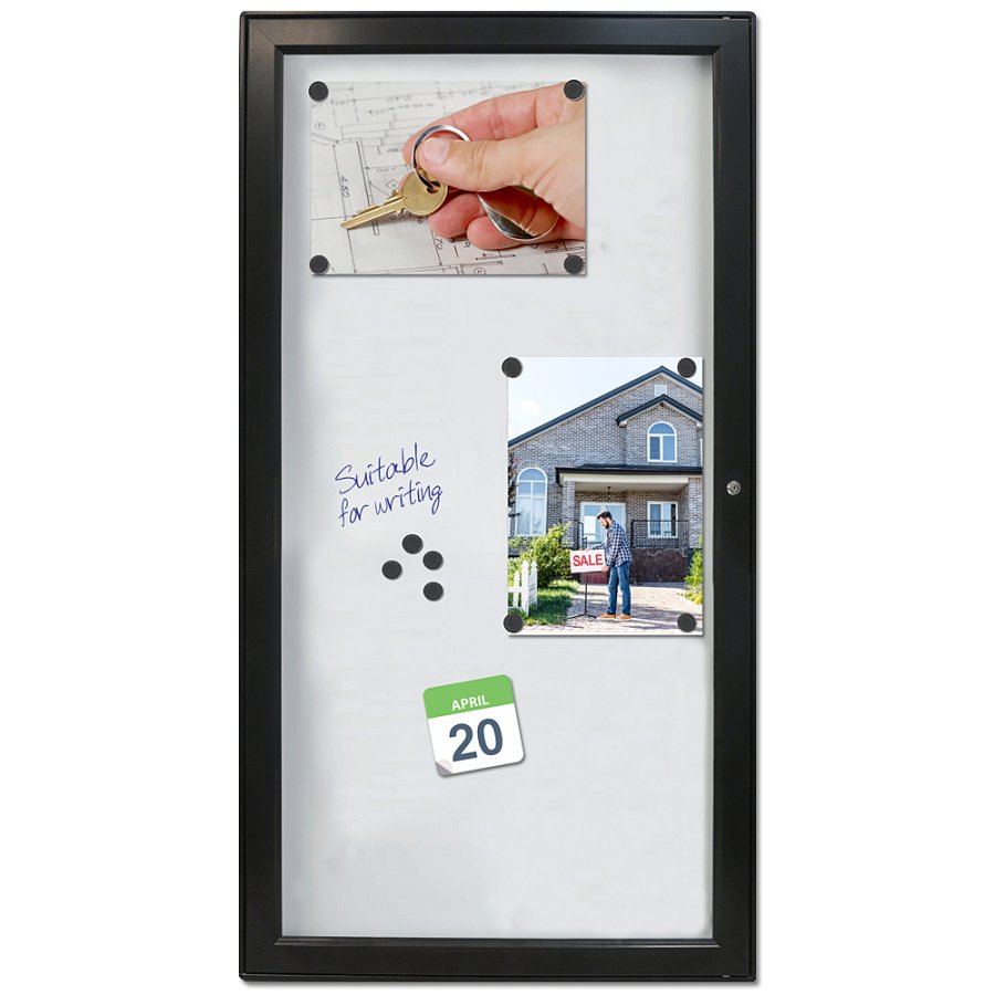 Schwarze Infobox magnetisch mit Schloss - 6xA4 - schwarz