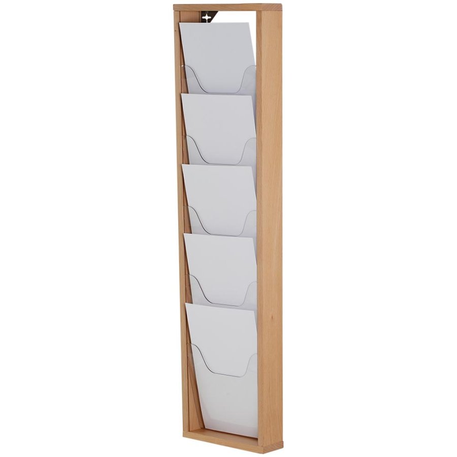 Wandbrosch&uuml;renhalter aus Holz. Naturholz. 5xA4