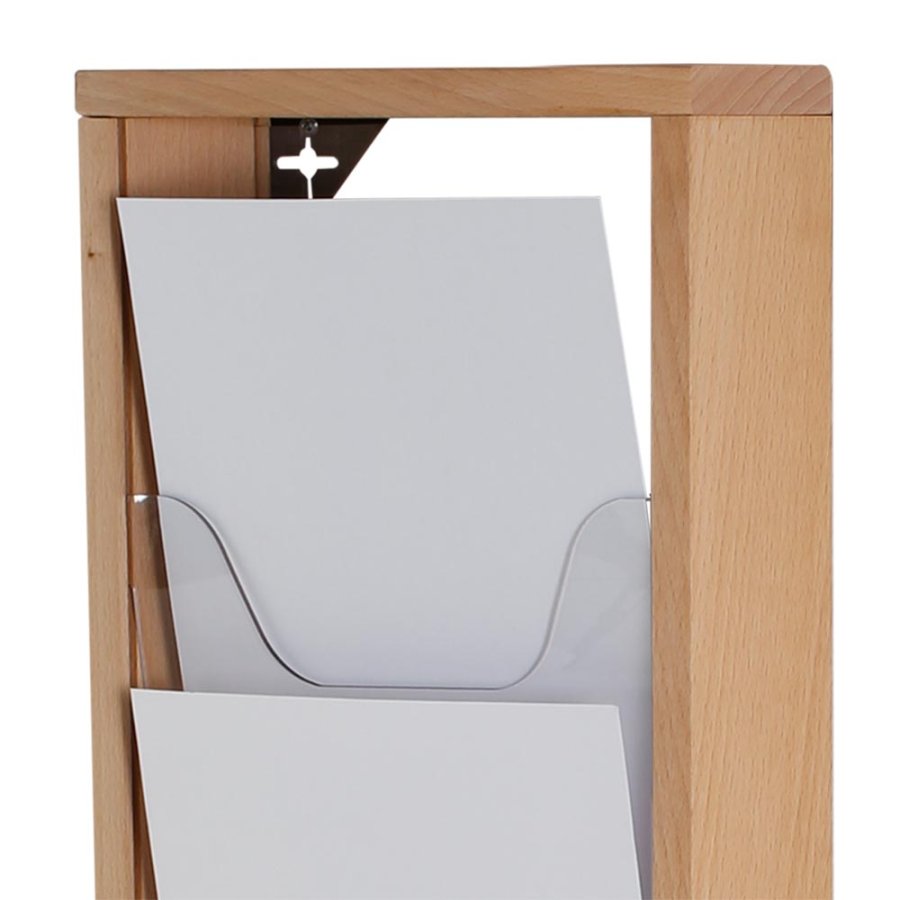 Wandbrosch&uuml;renhalter aus Holz. Naturholz. 5xA4