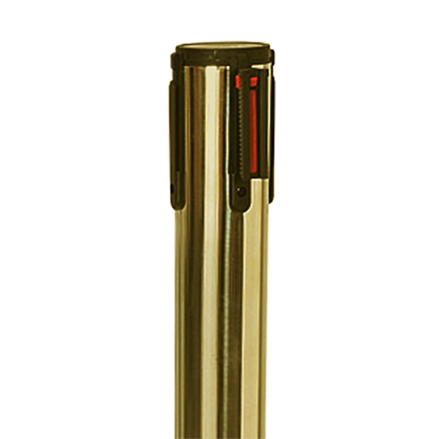 Absperrpfosten Gold mit 3 Meter langem rotem G&uuml;rtel