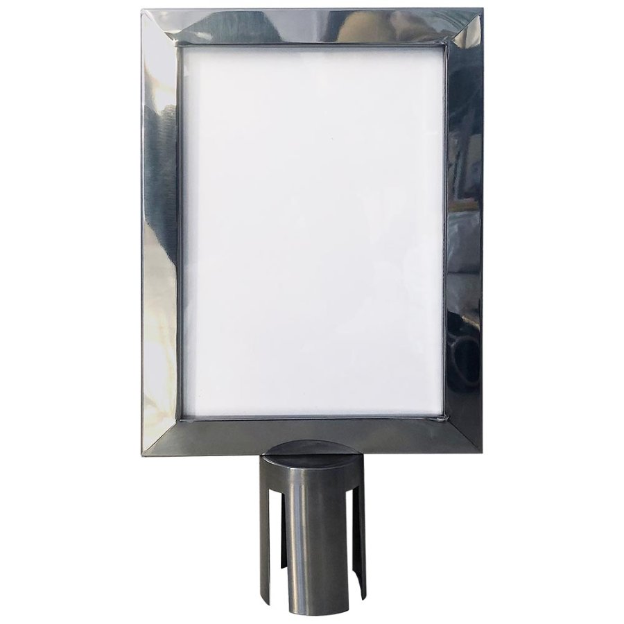 Schilderhalter f&uuml;r Crowd Barrier Belt System, Edelstahl, A4