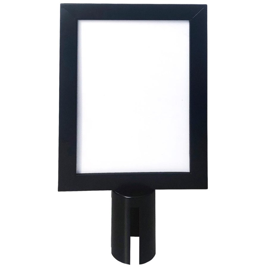 Schilderhalter f&uuml;r Crowd Barrier Belt System, schwarzierung, A4