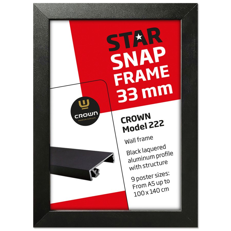 CROWN Klapprahmen mit 33mm Aluminium-Flachprofil, schwarz - A5