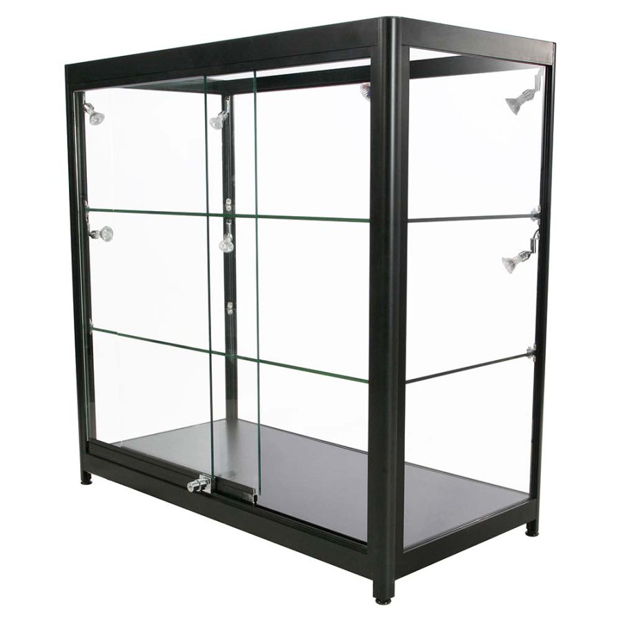 Vitrine - Showcase Counter Duo Glasvitrine mit LED-Licht und Schloss - Schwarz
