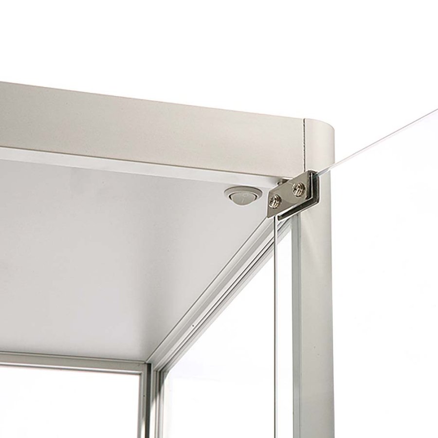 Vitrine - Showcase Tower Solo Glasvitrine mit LED-Licht und Schloss - Silber