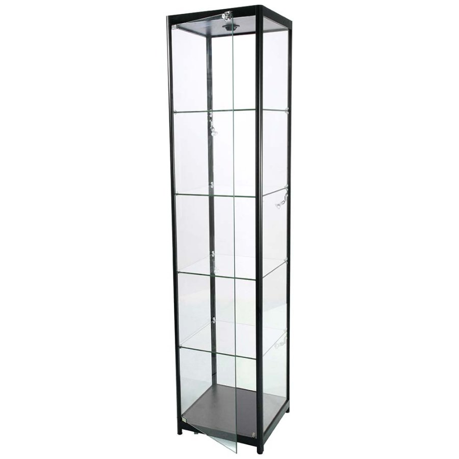 Vitrine - Showcase Tower Solo Glasvitrine mit LED-Licht und Schloss - Schwarz