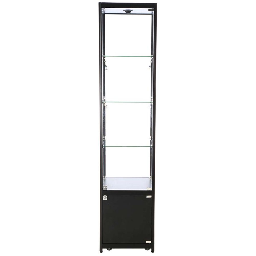 Vitrine - Showcase Tower Solo Glasvitrine mit Unterschrank, LED-Licht und Schloss - Schwarz