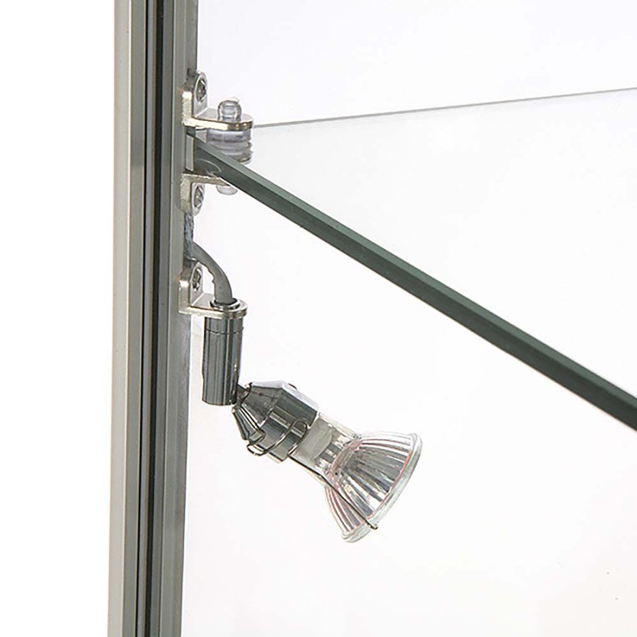 Vitrine - Showcase Tower Duo Glasvitrine mit Unterschrank, LED-Licht und Schloss - Silber