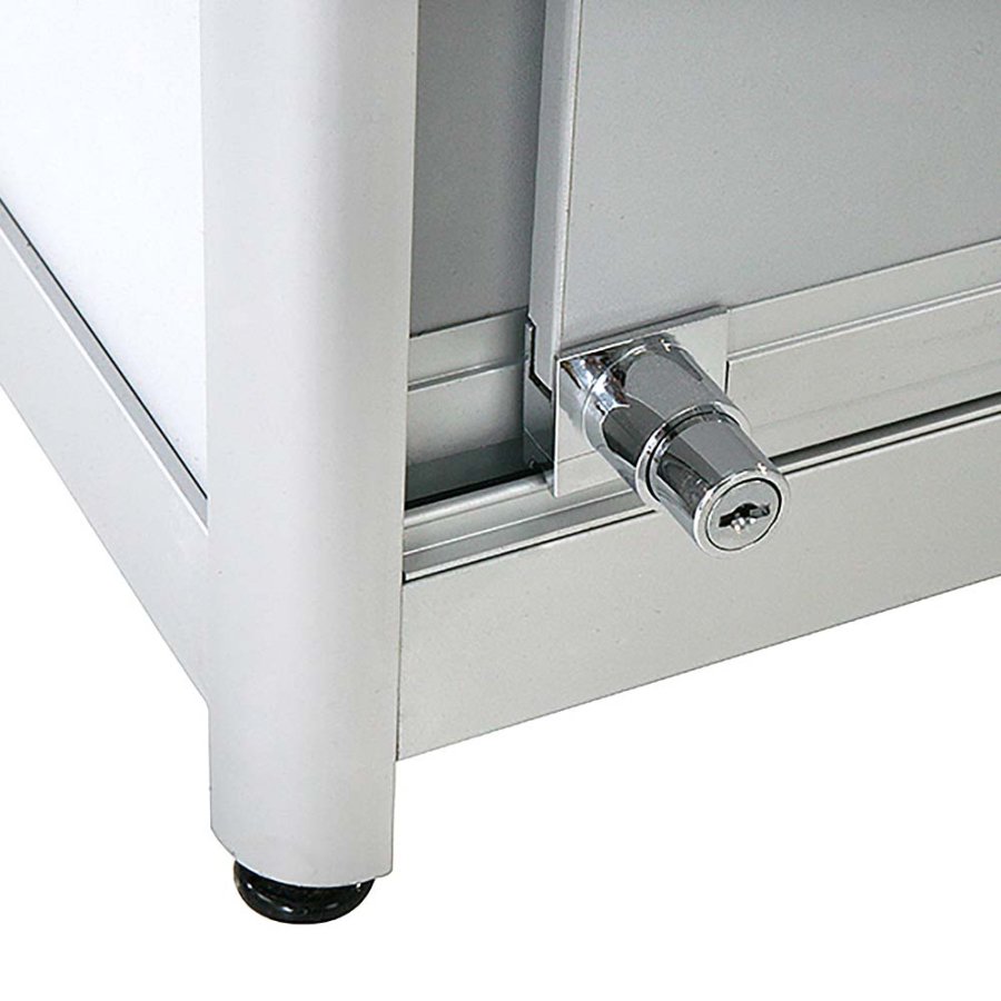 Vitrine - Showcase Tower Duo Glasvitrine mit Unterschrank, LED-Licht und Schloss - Silber