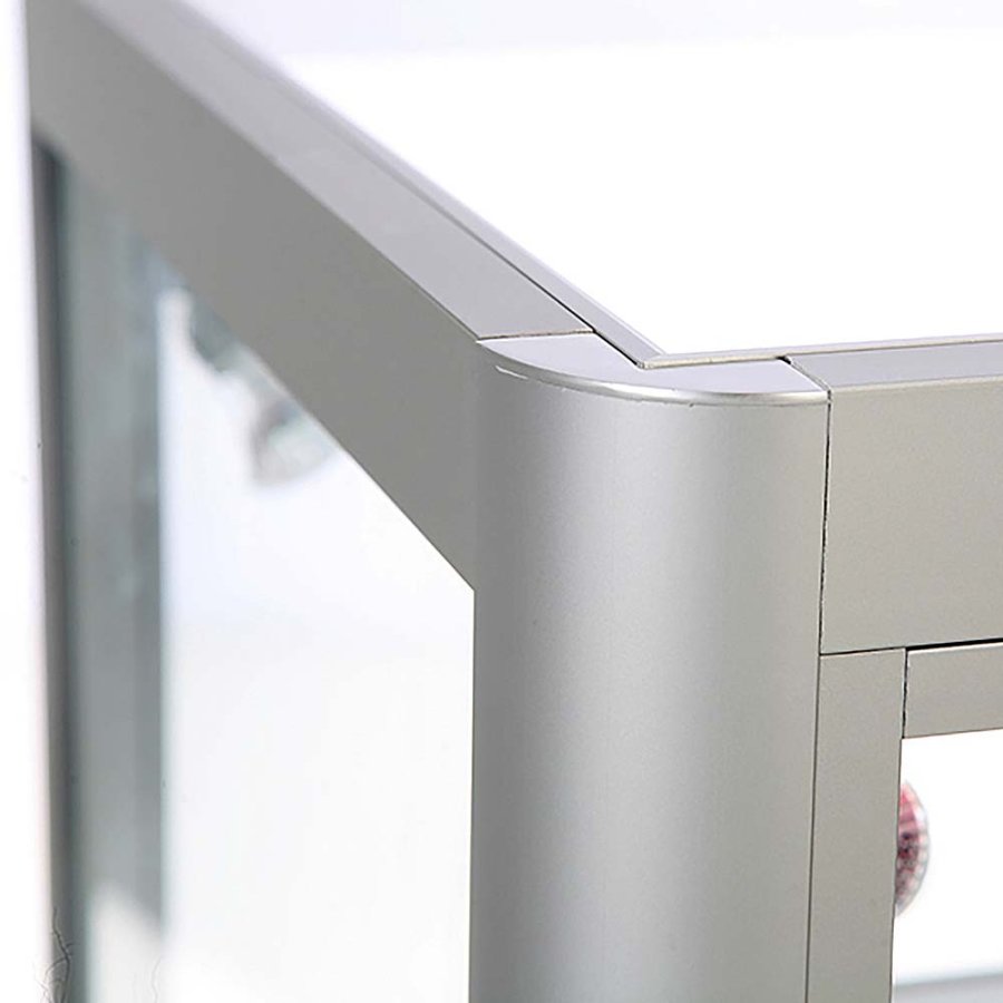 Vitrine - Showcase Desk Duo Glasvitrine mit LED-Licht und Schloss - Silber