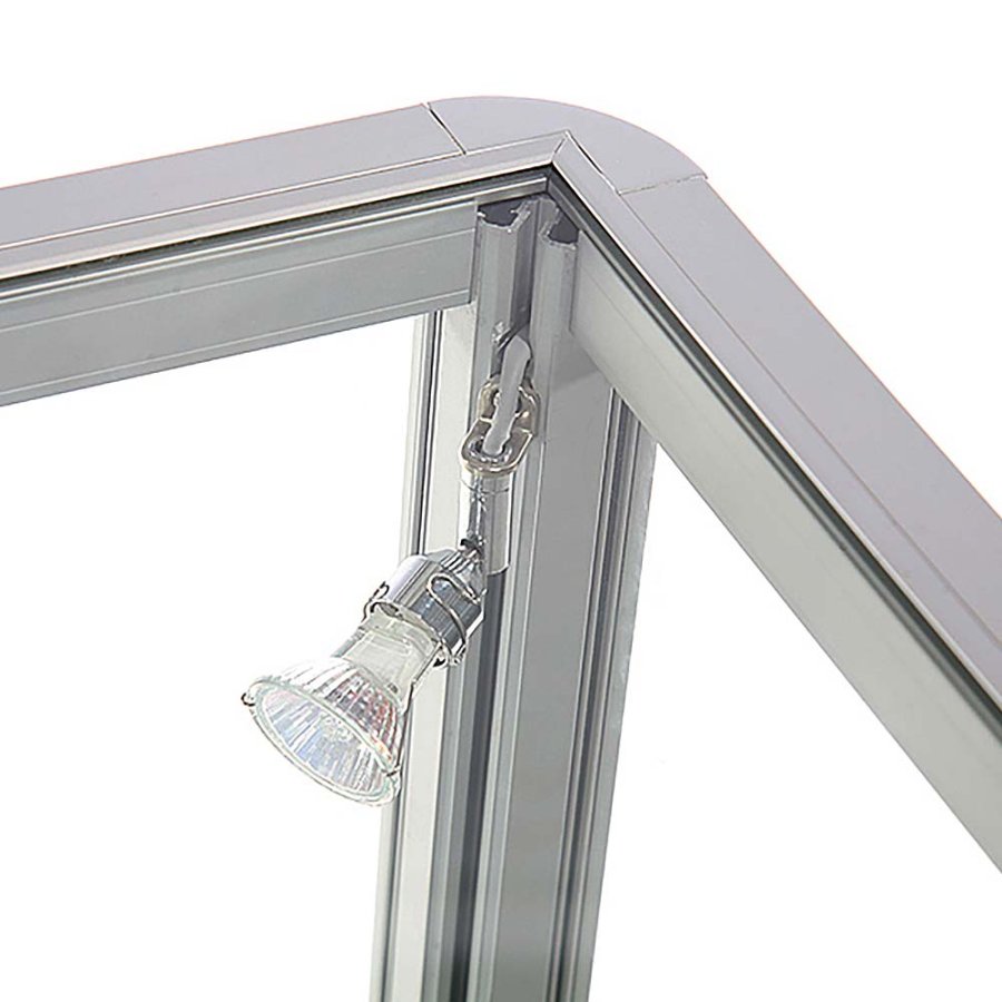 Vitrine - Showcase Desk Duo Glasvitrine mit LED-Licht und Schloss - Silber