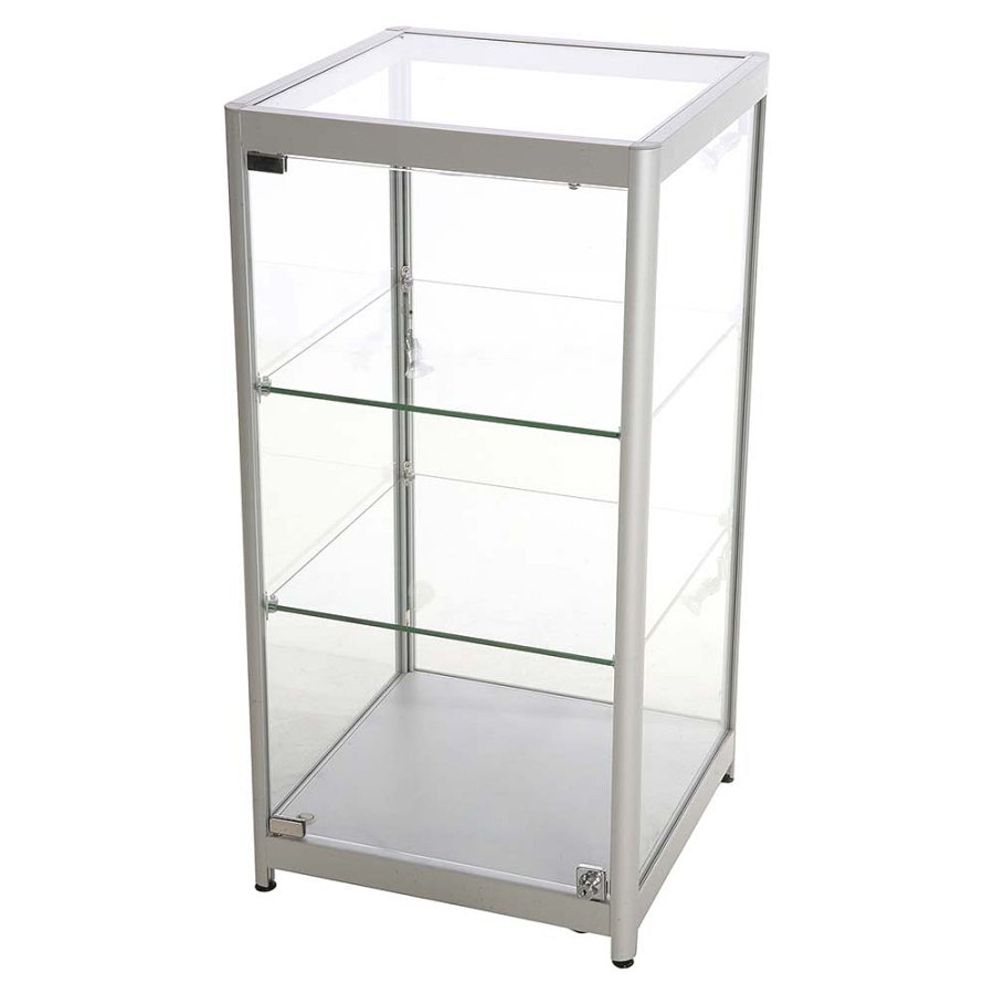 Vitrine - Showcase Counter Solo Glasvitrine mit LED-Licht und Schloss - Silber
