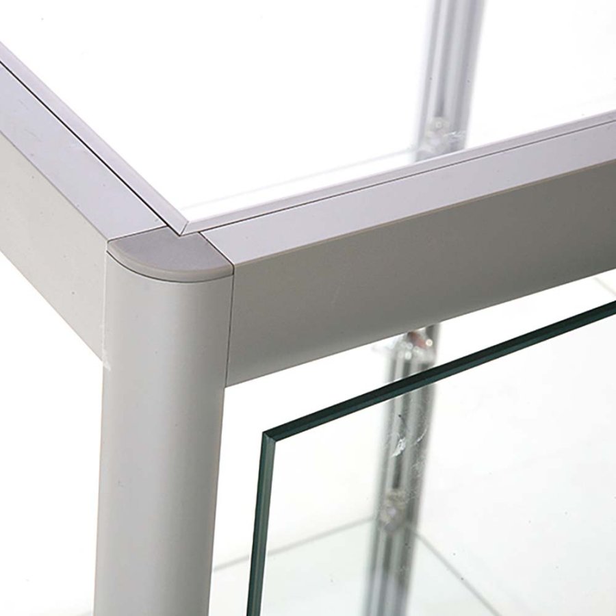 Vitrine - Showcase Counter Solo Glasvitrine mit LED-Licht und Schloss - Silber