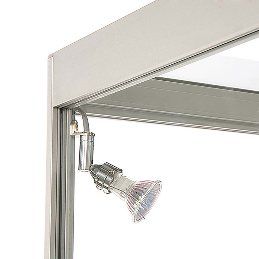 Vitrine - Showcase Counter Solo Glasvitrine mit LED-Licht und Schloss - Silber