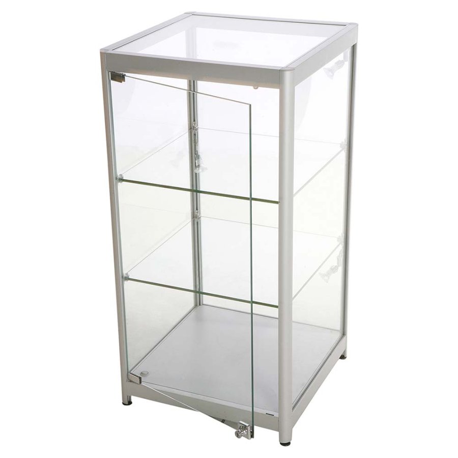 Vitrine - Showcase Counter Solo Glasvitrine mit LED-Licht und Schloss - Silber