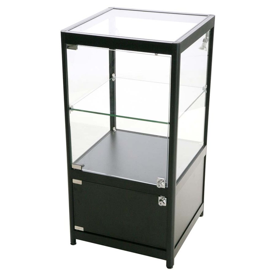 Vitrine - Showcase Counter Solo Glasvitrine mit Unterschrank, LED-Licht und Schloss - Schwarz