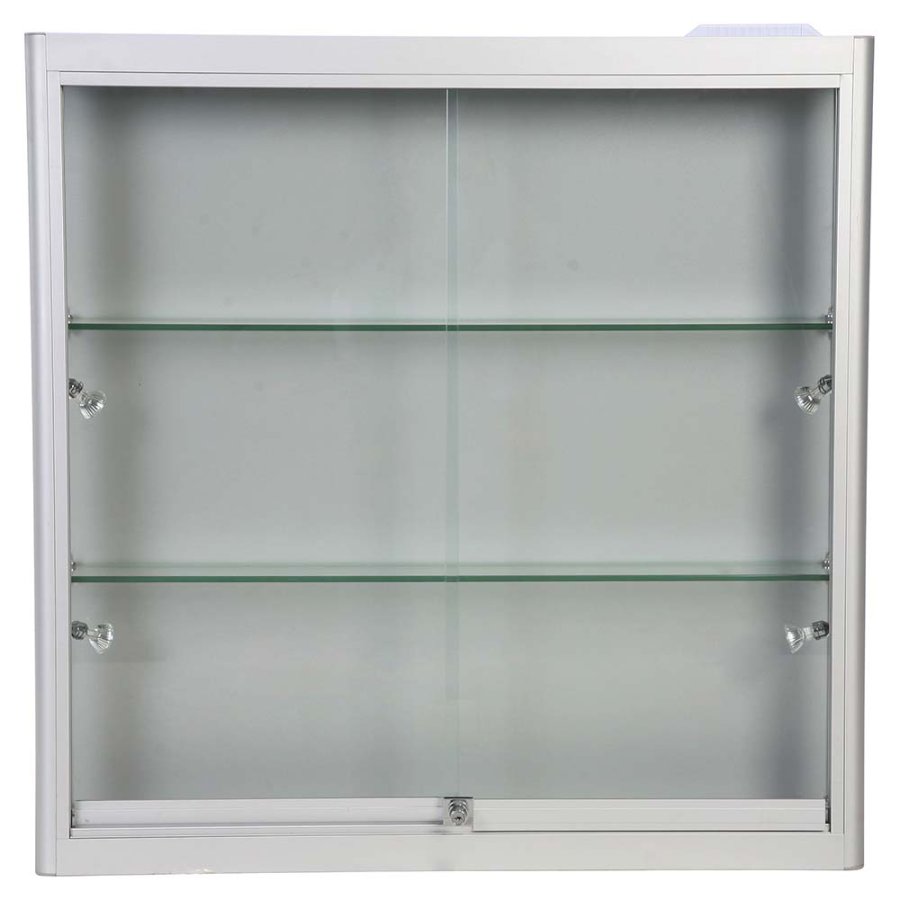 Vitrine - Showcase Wall Duo Glasvitrine mit LED-Licht und Schloss - Silber