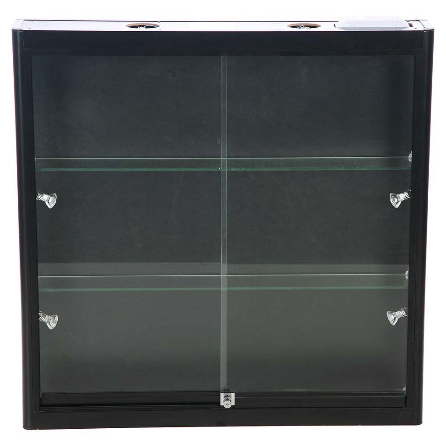 Vitrine - Showcase Wall Duo Glasvitrine mit LED-Licht und Schloss - Schwarz