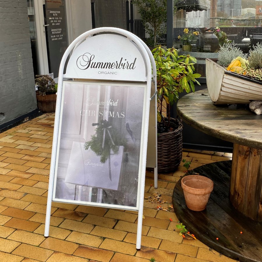 Gotik Budget Kundenstopper mit Logo schild - 50x70 cm - wei&szlig;