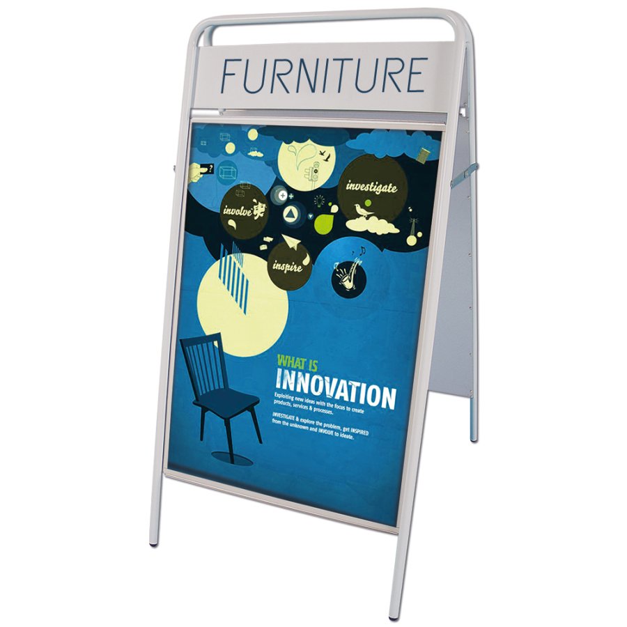 Expo Sign Kundenstopper mit Logo schild - 50x70 cm - wei&szlig;