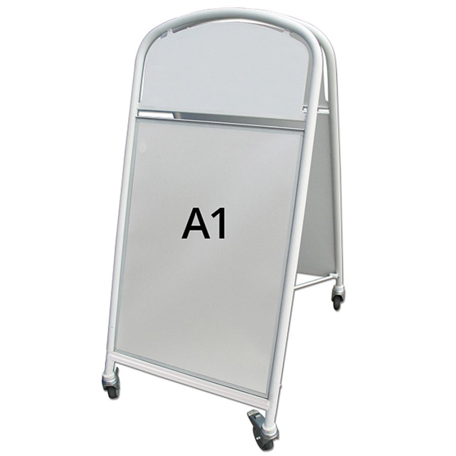 Ellipse Lux Kundenstopper mit Logo schild - A1 - wei&szlig;