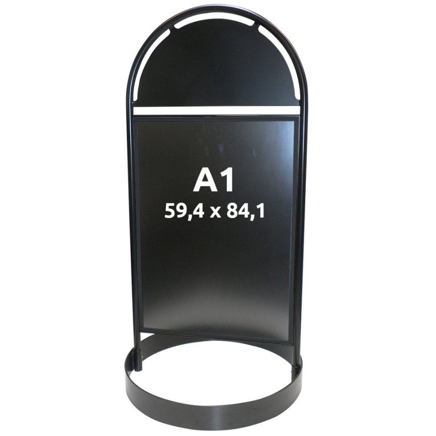 Gotik Circle Kundenstopper mit Logo schild, schwarz - A1