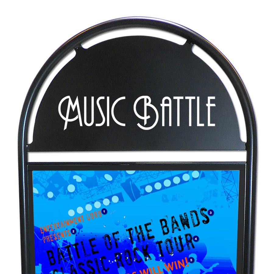 Gotik Circle Kundenstopper mit Logo schild, schwarz - A1