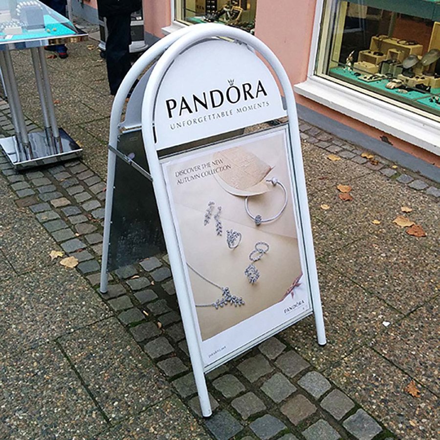 Expo Gotik Lux Kundenstopper mit Logo schild - A1 - wei&szlig;