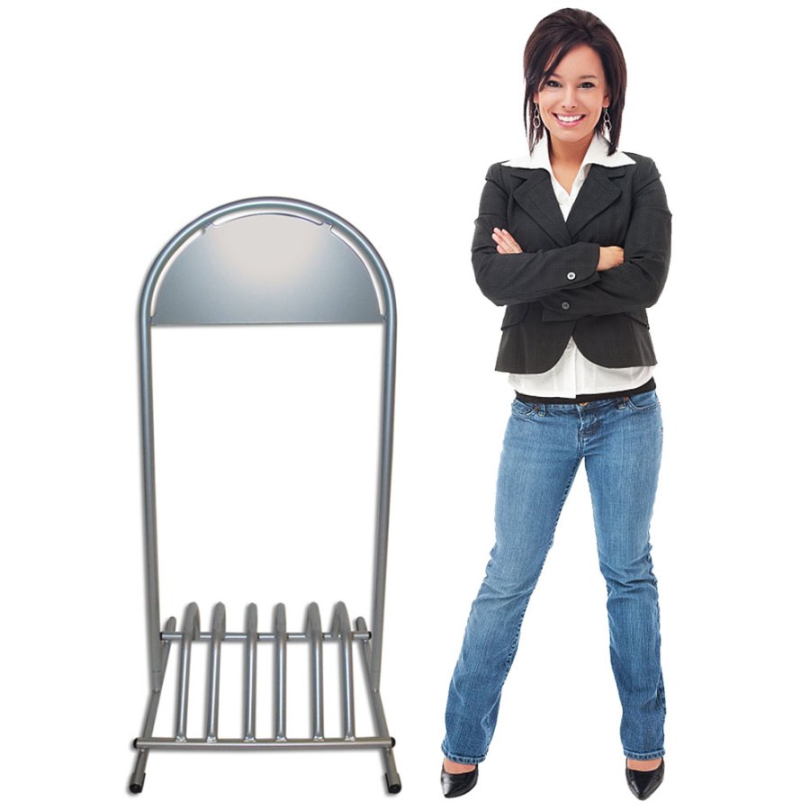 Expo Gotik Kundenstopper mit Fahrradabstellplatz und Logo schild - Silber