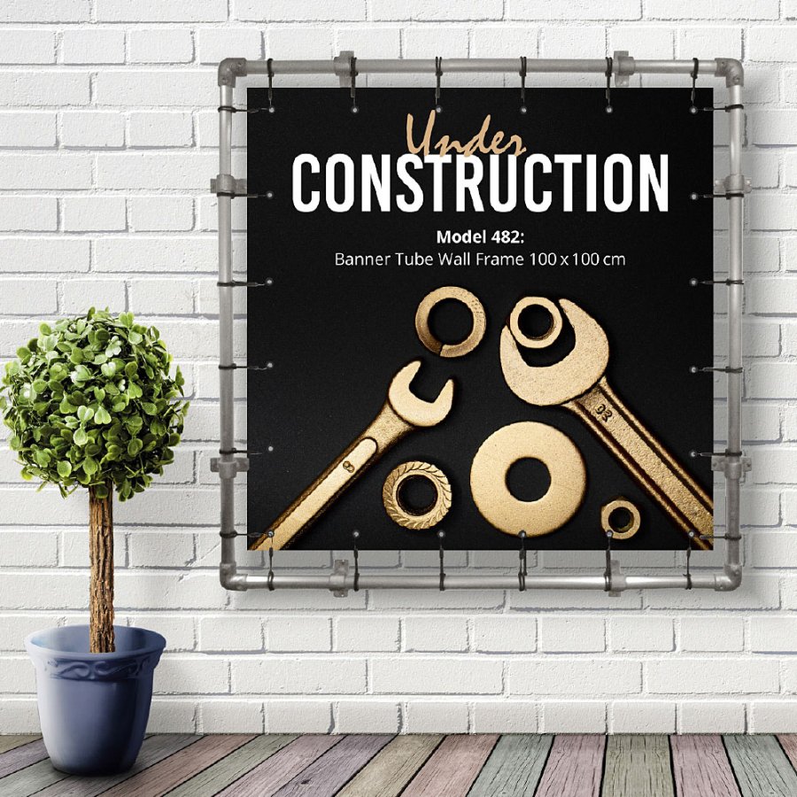 Banner Tube Wall Frame, Rahmen mit Wandhalterung, aus 48mm Aluminiumrohr, 100 x 100 cm