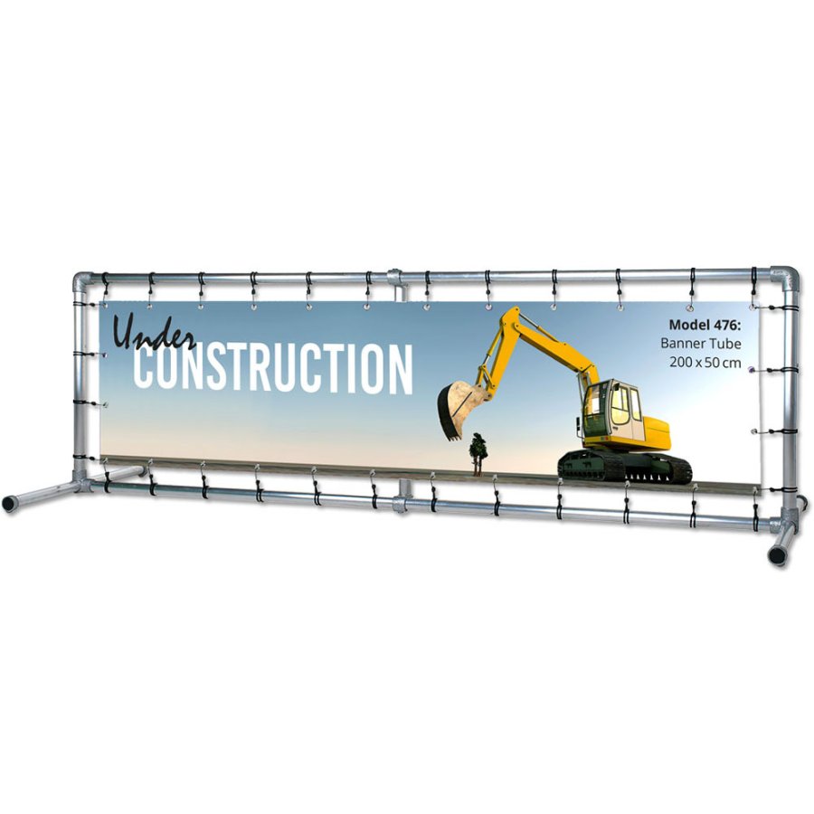 Banner Tube Freestanding Frame, freistehender Rahmen aus Aluminiumrohr 0,3mm / &Oslash; 48mm - 200 x 50 cm