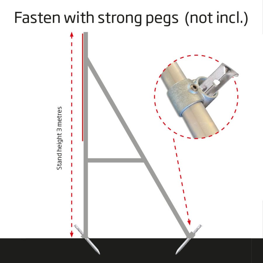 Banner Tube High Stand, freistehender Rahmen aus Aluminiumrohr 0,3mm / &Oslash; 48mm - 150 x 100 cm