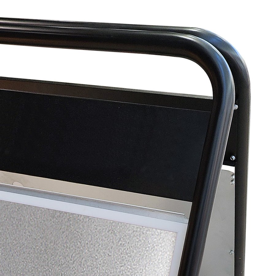 Expo Sign Lux Kundenstopper mit Logo schild und R&auml;dern - schwarz - 50 x 70 cm