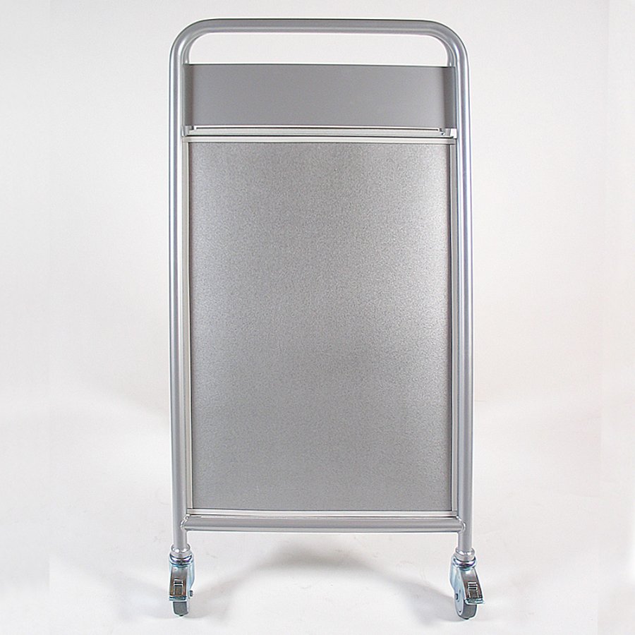 Expo Sign Lux Kundenstopper mit Logo schild und R&auml;dern - Silber - A1