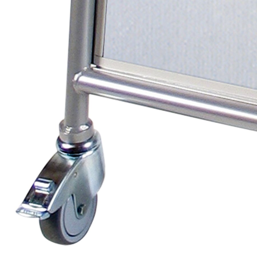 Expo Sign Lux Kundenstopper mit Logo schild und R&auml;dern - Silber - A1