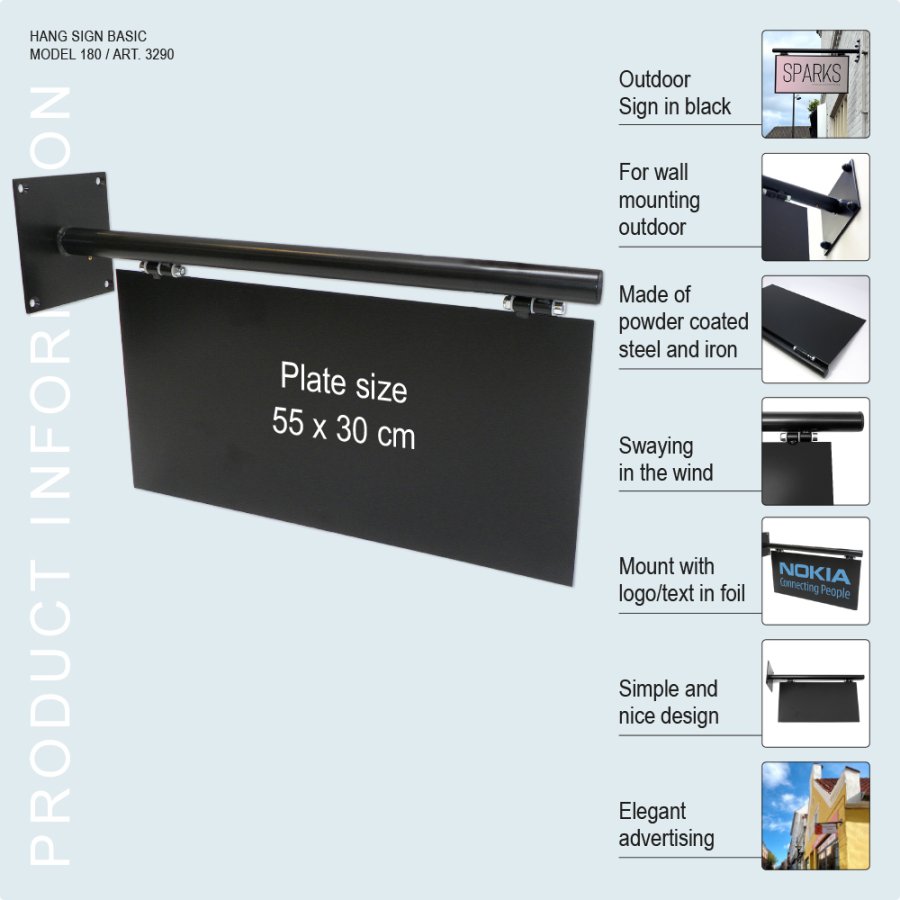 Galgeschild Basic, H&auml;ngeschild aus Stahl, Schwarz