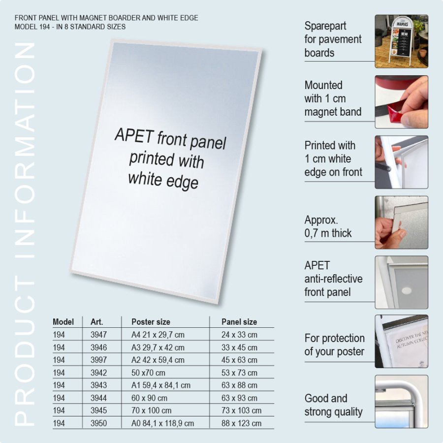 Ersatzfolie f&uuml;r Klapprahmen/Kundenstopper, PET magnetisch, A3 - 29,7 x 42 cm