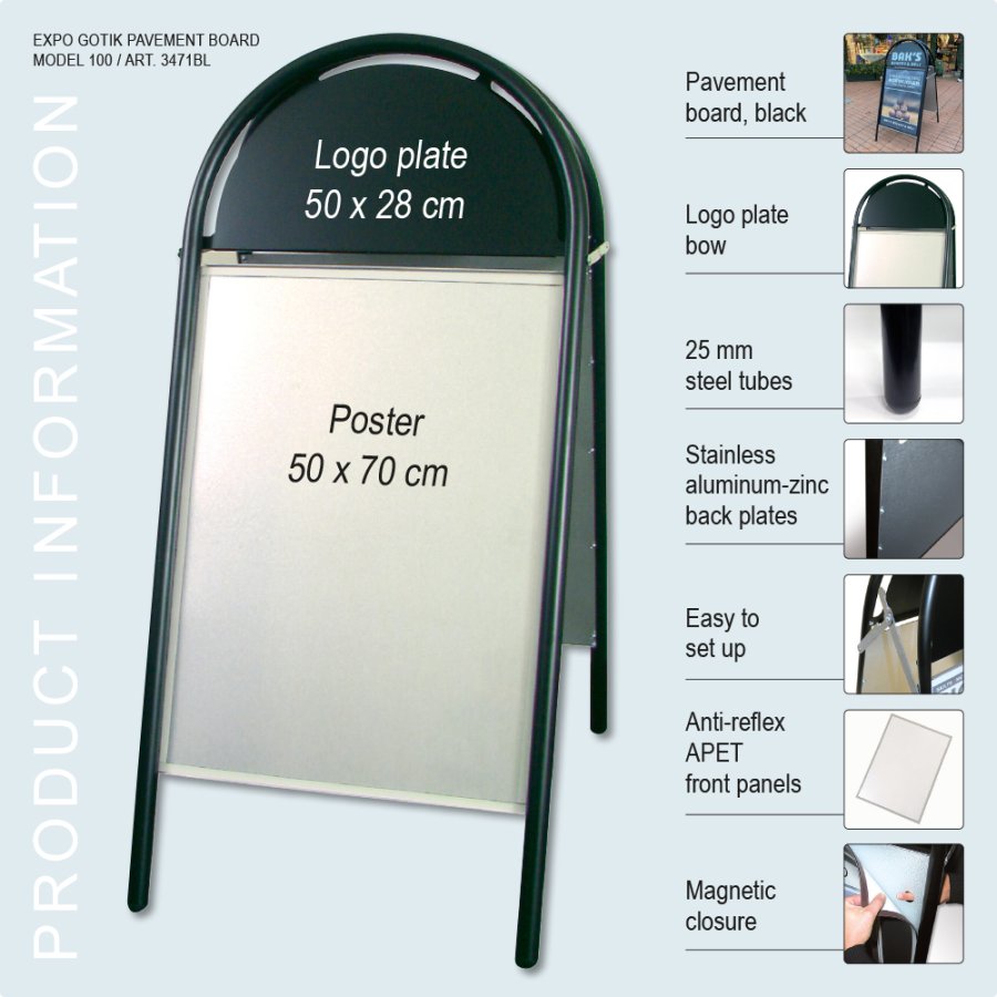 Kundenstopper, Gotik Original, Schwarz, B2 - 50 x 70 cm