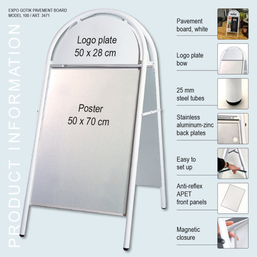Kundenstopper, Gotik Original, Wei&szlig;, B2 - 50 x 70 cm