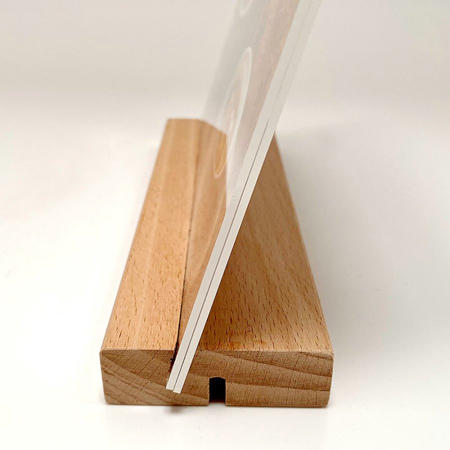 Wood Block Men&uuml;kartenhalter, A7, Horizontal