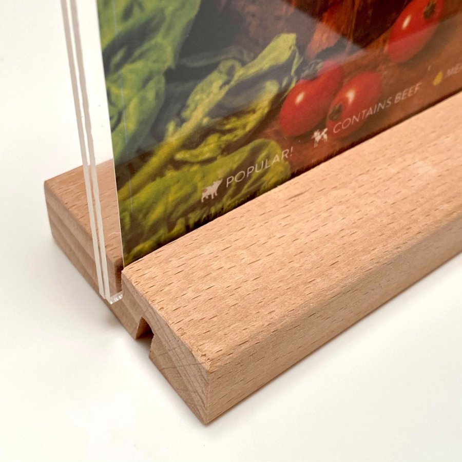 Wood Block Men&uuml;kartenhalter, A7, Horizontal